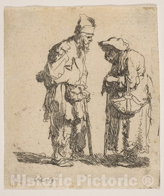 Art Print : Rembrandt (Rembrandt Van Rijn) - Beggar Man and Beggar Woman Conversing : Vintage Wall Art