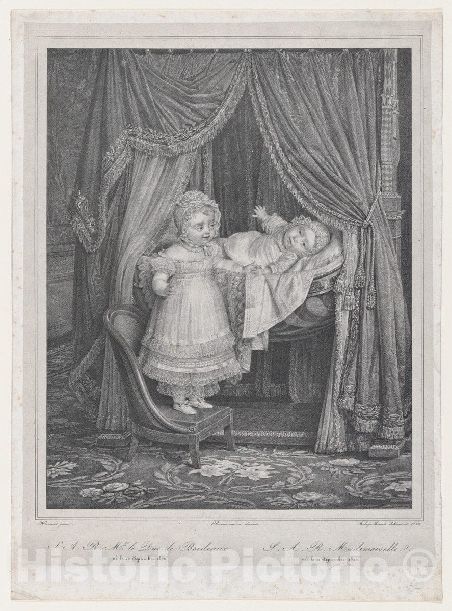 Art Print : Hyacinthe - Portr. du Comte de Chambord et la duchesse de Parme, enfants : Vintage Wall Art