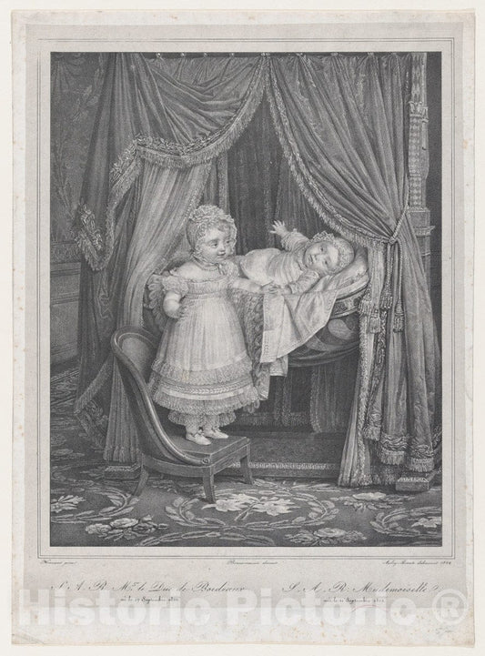 Art Print : Hyacinthe - Portr. du Comte de Chambord et la duchesse de Parme, enfants : Vintage Wall Art