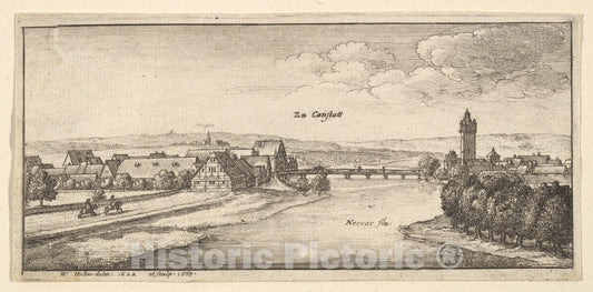 Art Print : Wenceslaus Hollar - Cannstadt : Vintage Wall Art