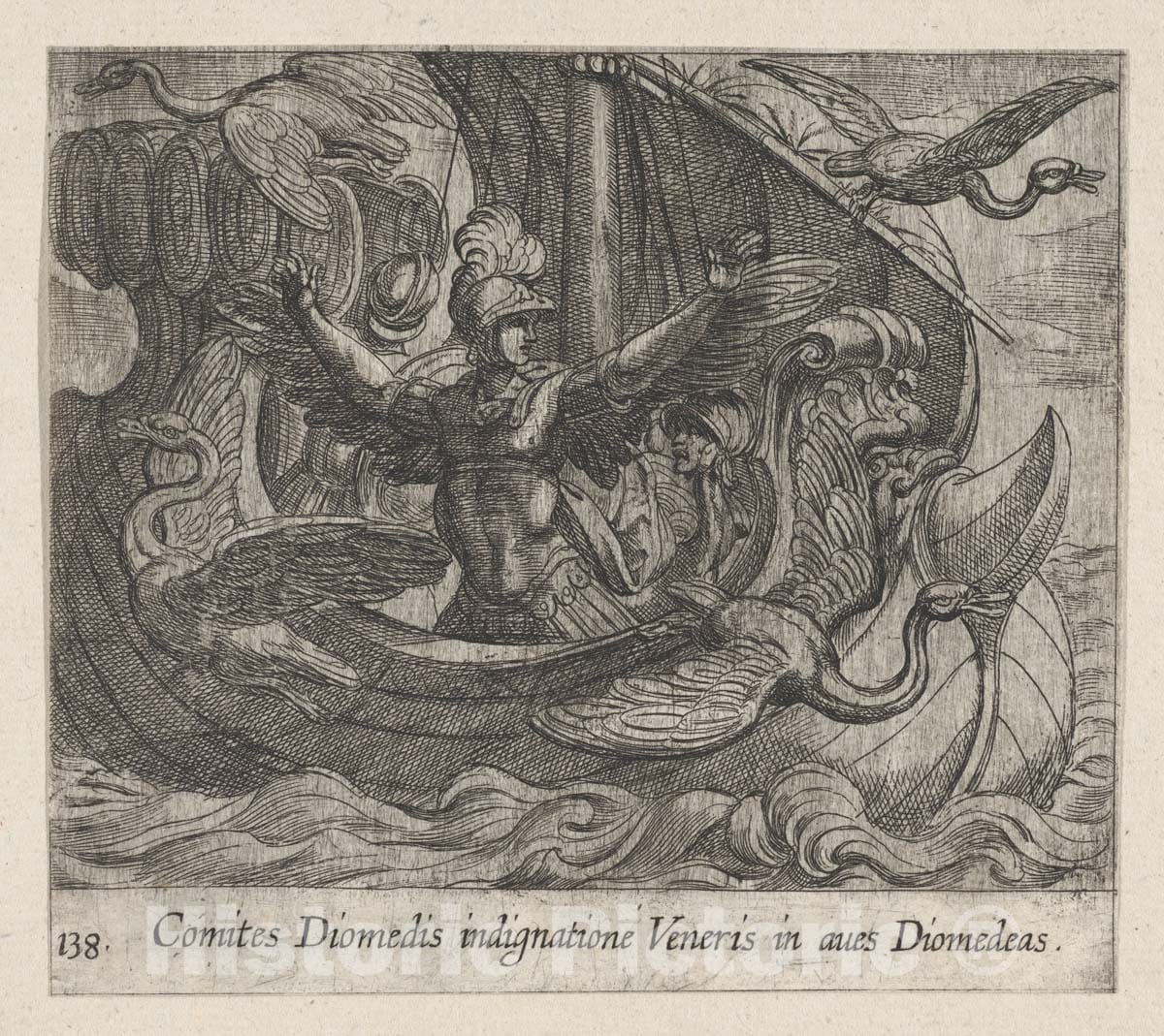 Art Print : Plate 138: Acmon and his Friends Changed into Birds - Artist: Antonio Tempesta - Created: 1606 : Vintage Wall Art