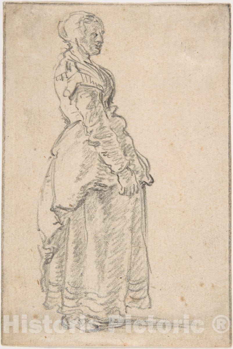Art Print : Jan Van Goyen - Standing Woman : Vintage Wall Art