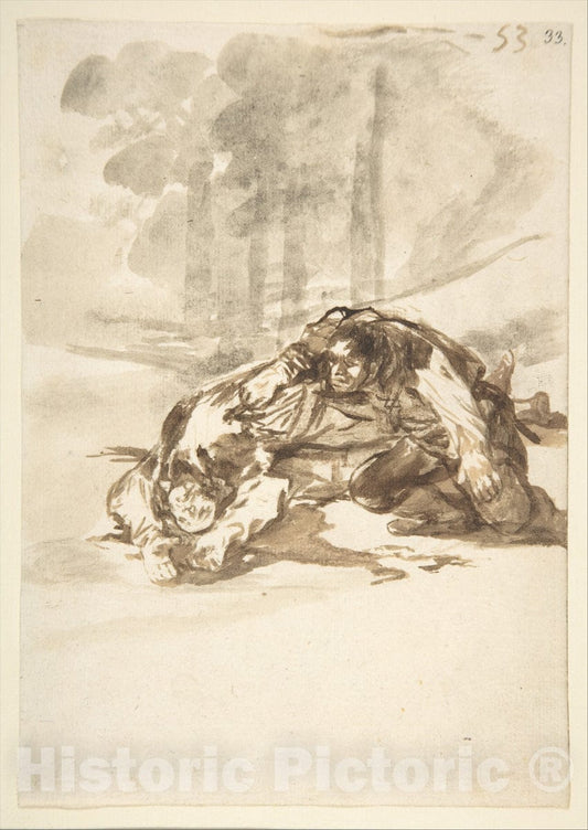 Art Print : Goya - The Stabbing, Images of Spain Album, 53 : Vintage Wall Art