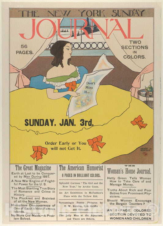 Art Print : Ernest Haskell - New York Sunday Journal : Vintage Wall Art