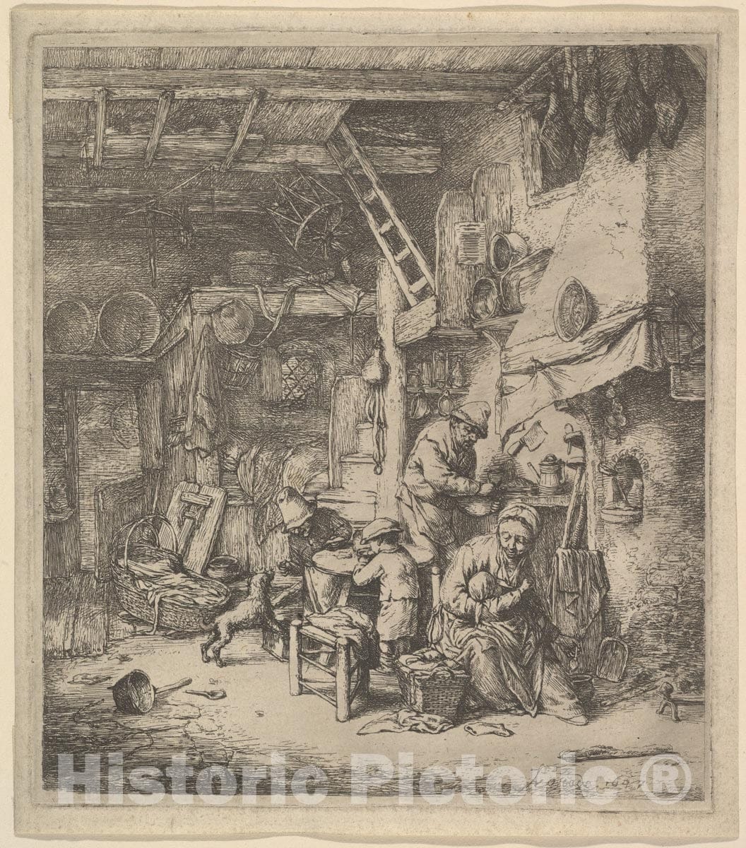 Art Print : Adriaen Van Ostade - The Family 2 : Vintage Wall Art