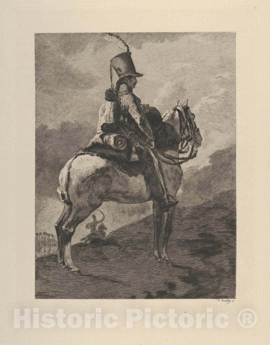 Art Print : Charles Courtry - Trumpeter of The Hussars on Horseback : Vintage Wall Art