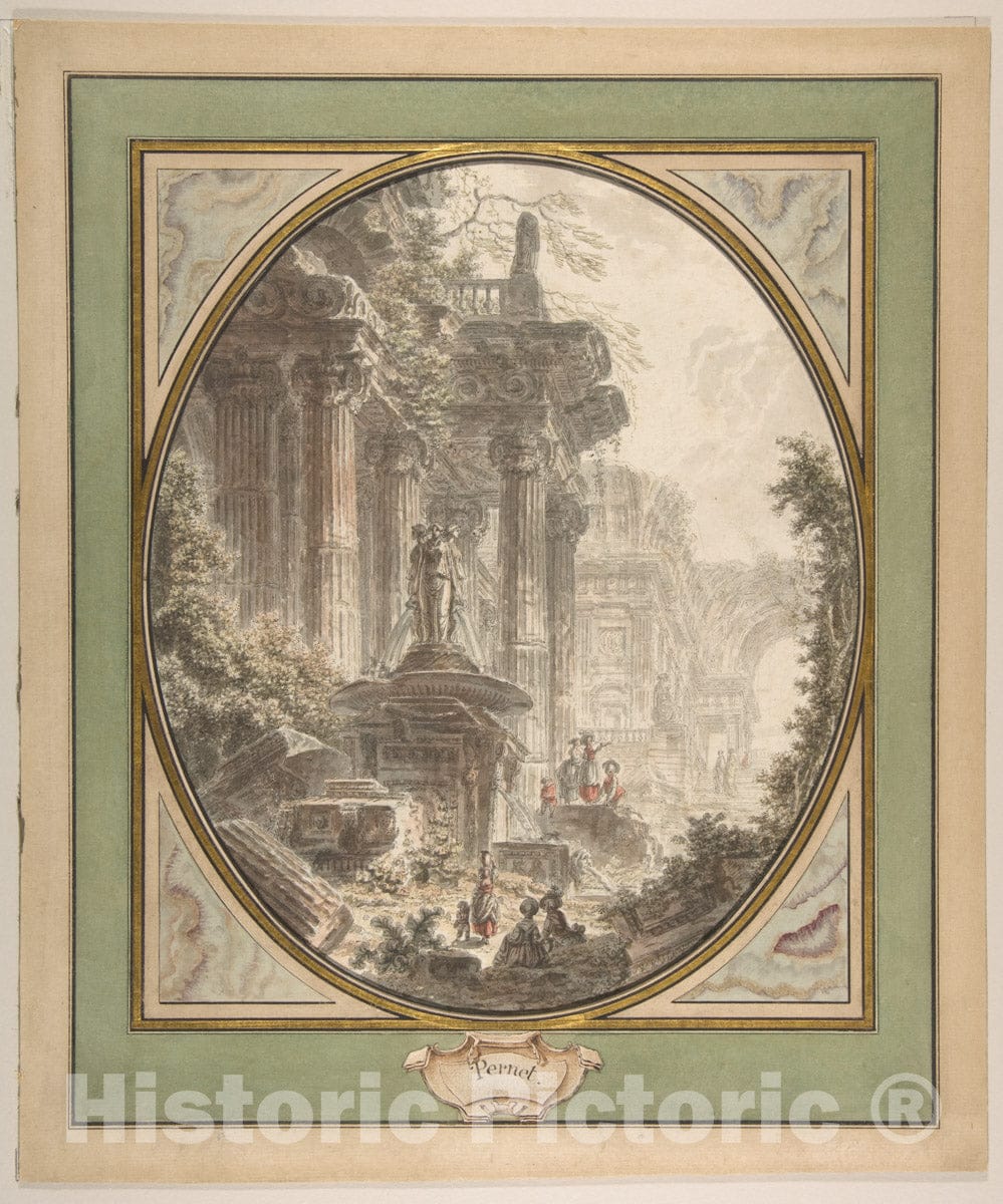 Art Print : Jean Henri Alexandre Pernet - Architectural Capriccio : Vintage Wall Art