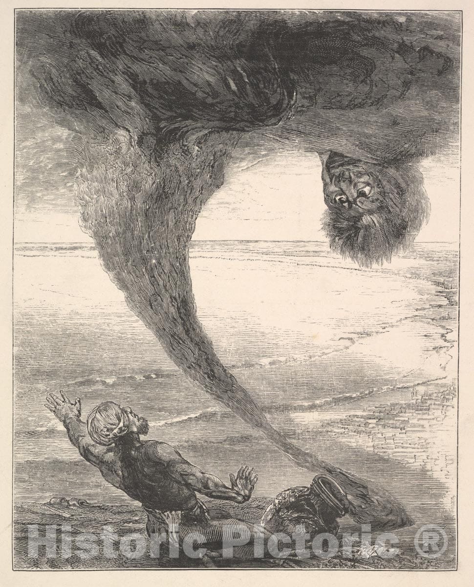Art Print : Designed by John La Farge - The Fisherman and The Afrite (or Genie) : Vintage Wall Art