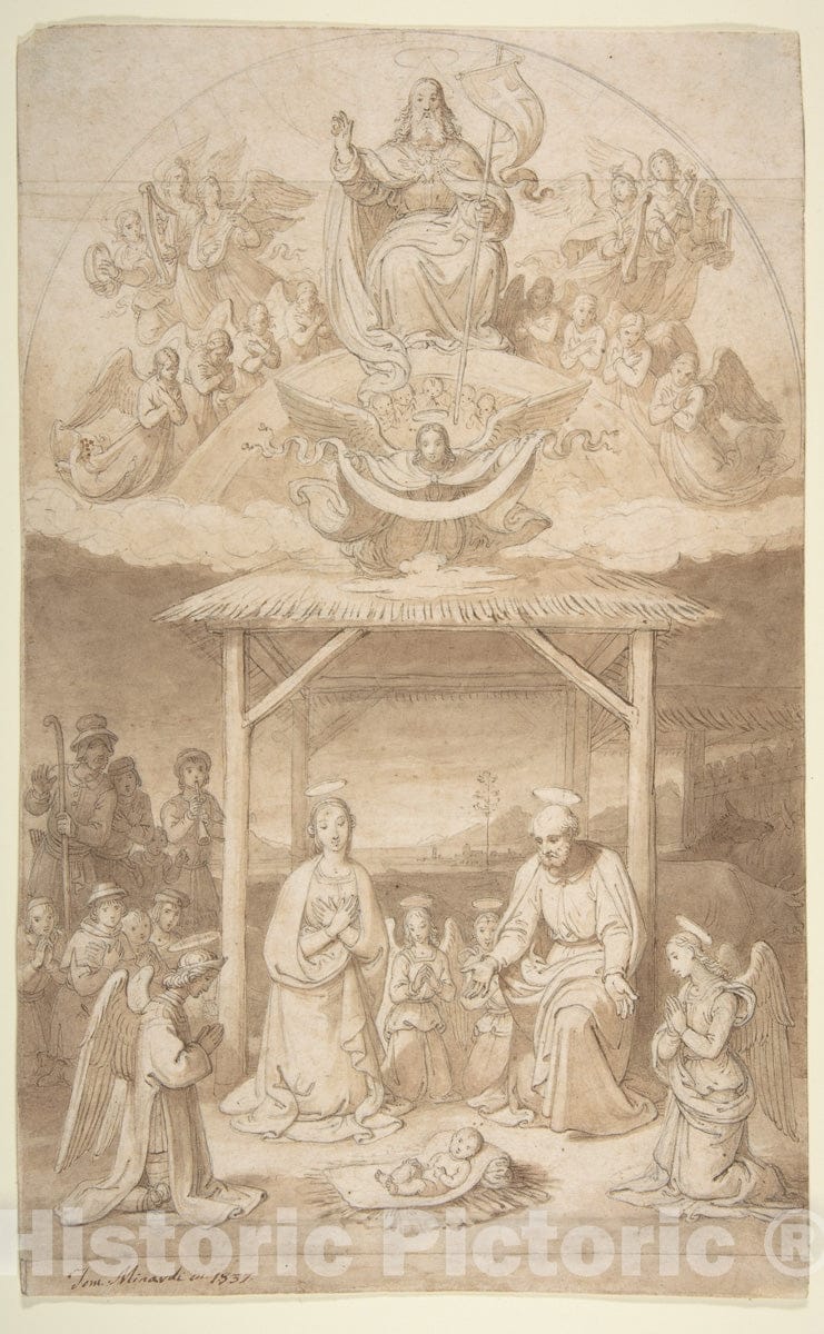 Art Print : Tommaso Minardi - The Adoration of The Shepherds : Vintage Wall Art