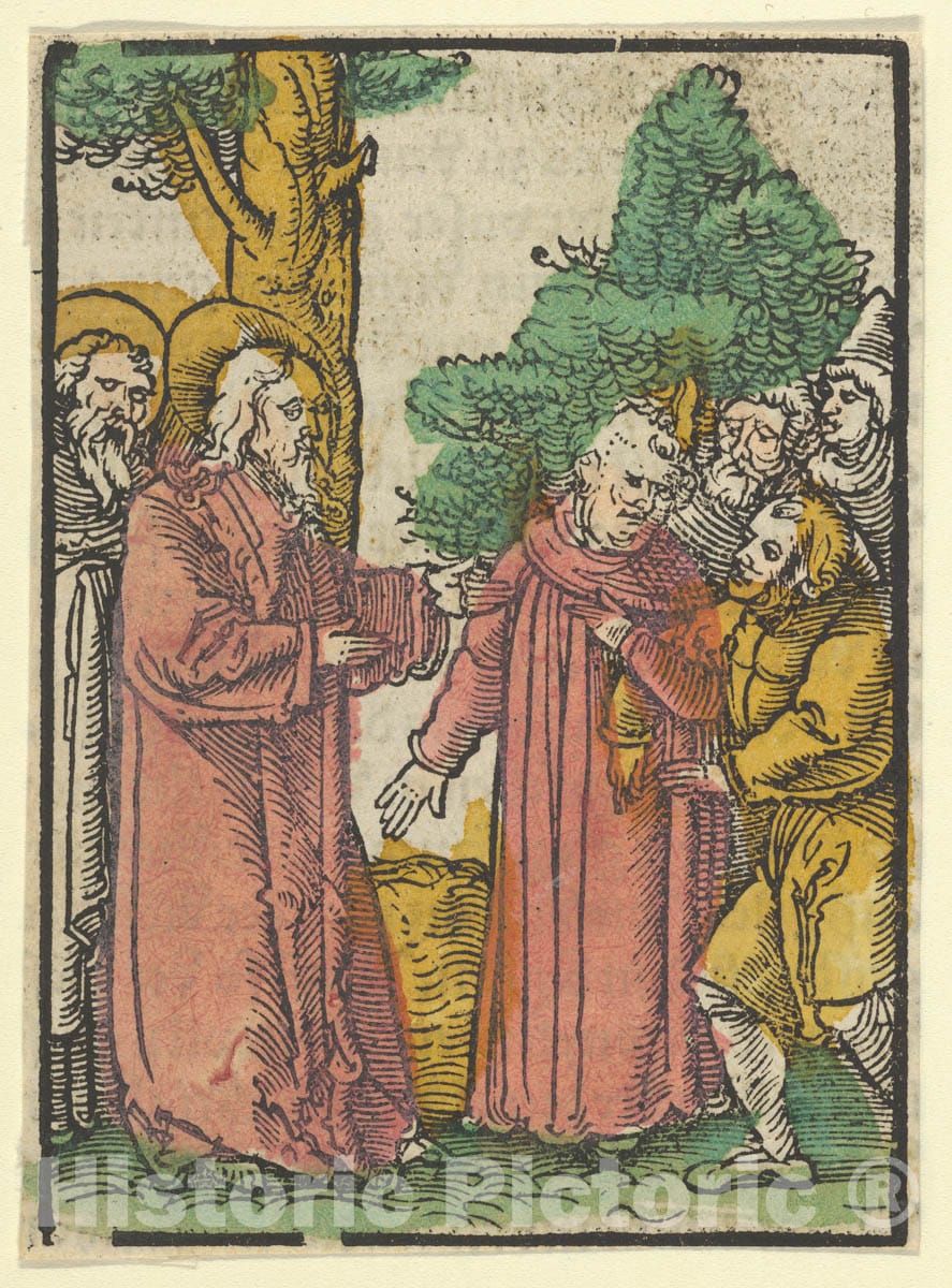 Art Print : Hans Schäufelein - Christ Healing The Deaf-Mute, from Das Plenarium : Vintage Wall Art