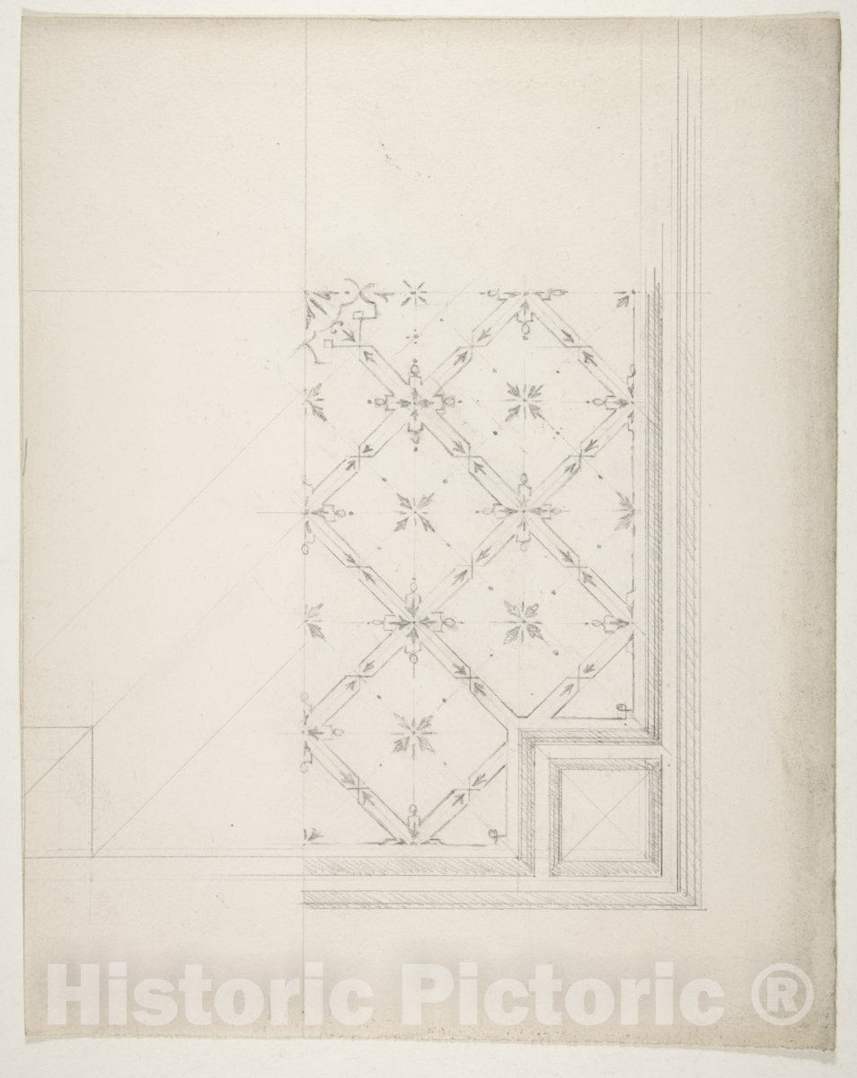 Art Print : Jules-Edmond-Charles Lachaise - Partial Design for The Decoration of a Ceiling 1 : Vintage Wall Art