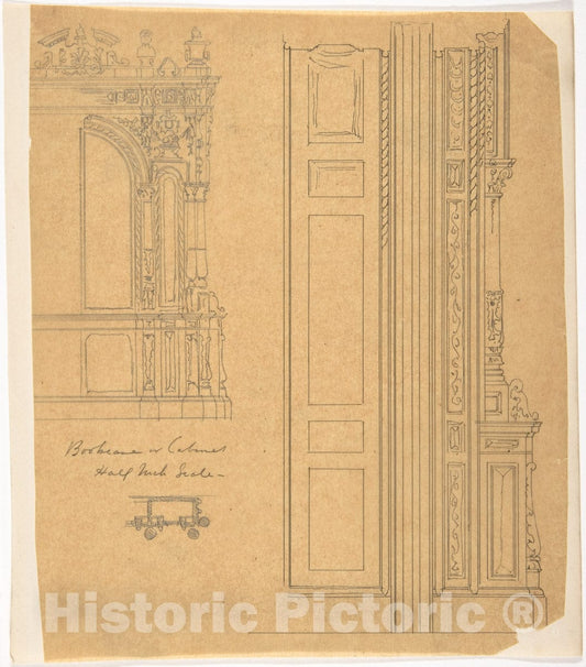 Art Print : British, 19th Century - Bookcase of Cabinet Design : Vintage Wall Art