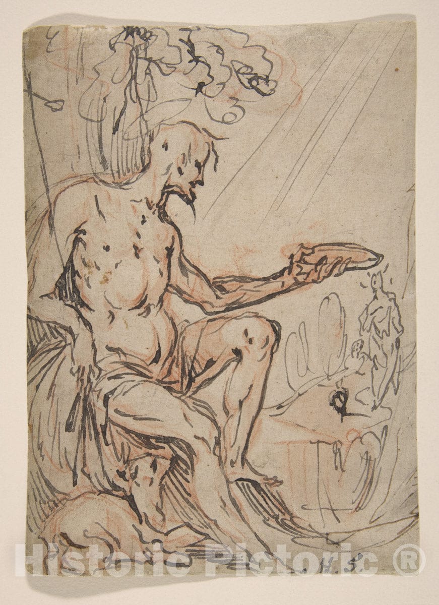 Art Print : Hans Stutte - Saint John The Baptist in a Landscape : Vintage Wall Art