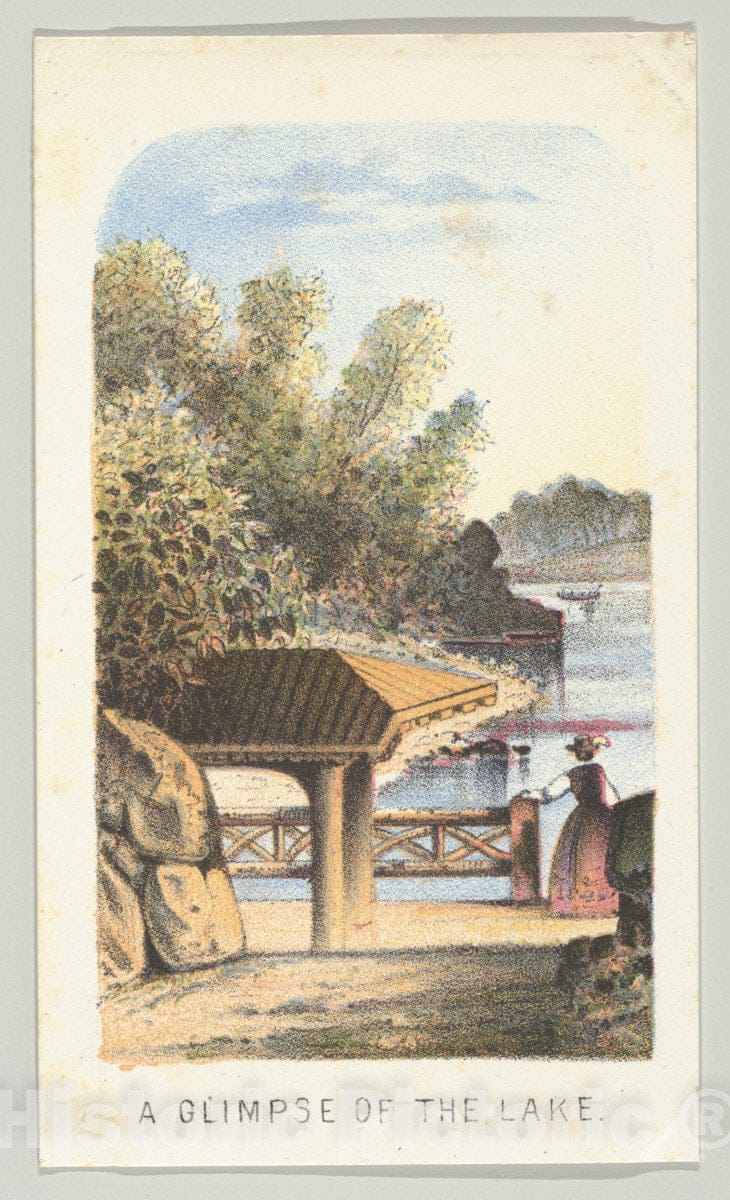 Art Print : Louis Prang & Co. - A Glimpse of The Lake, from The Series, Views in Central Park, New York, Part 2 : Vintage Wall Art