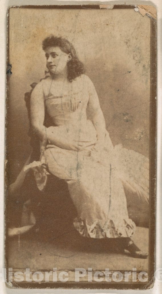 Photo Print : Actress Seated with Hands on Lap, from The Actresses Series (N664) Promoting Old Fashion Fine Cut Tobacco : Vintage Wall Art