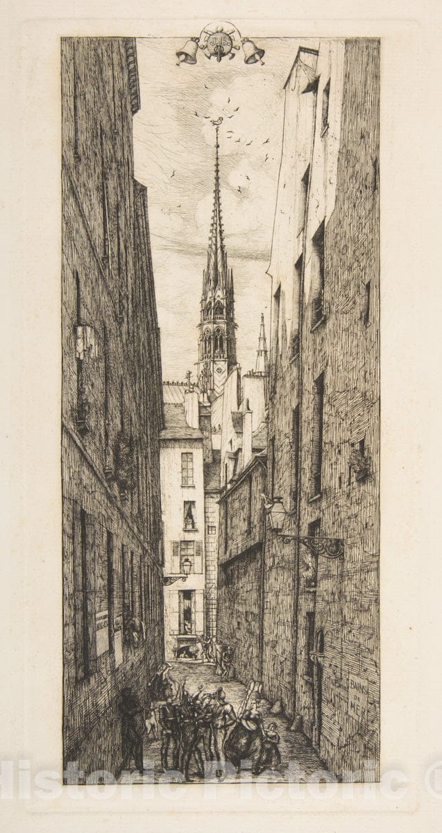 Art Print : Charles Meryon - La Rue des Chantres, Paris : Vintage Wall Art