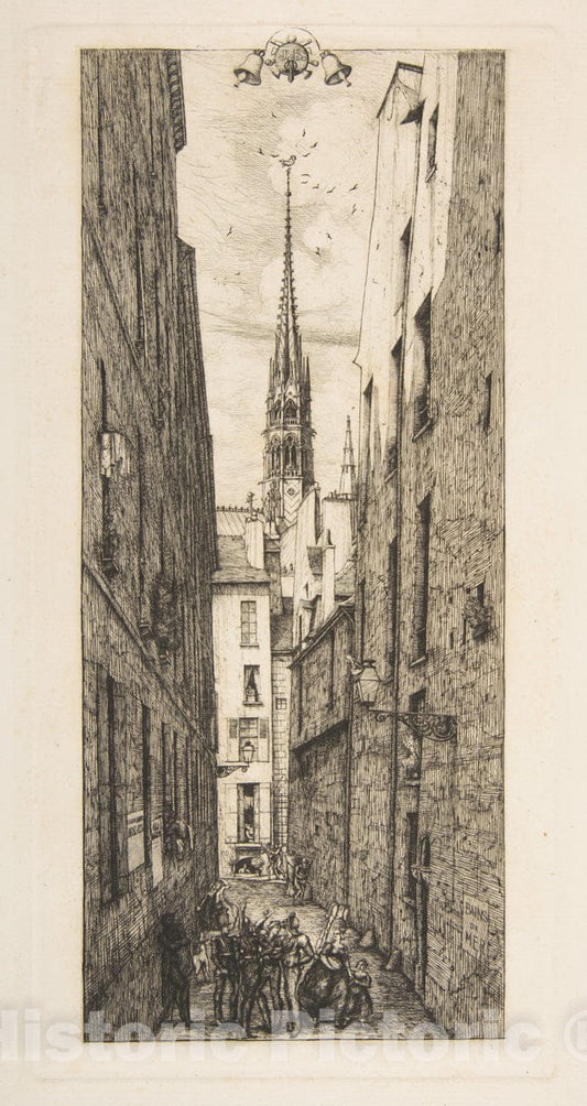 Art Print : Charles Meryon - La Rue des Chantres, Paris : Vintage Wall Art