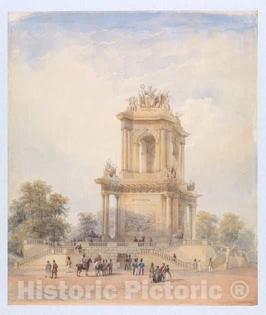 Art Print : British, 19th Century - Design for a Monument to The First Punjab War, 1845-46 : Vintage Wall Art