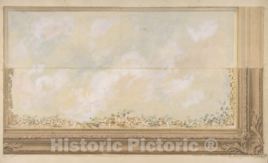 Art Print : Jules-Edmond-Charles Lachaise - Ceiling Design for The Dining Room of The Duke d'Albe, Madrid : Vintage Wall Art