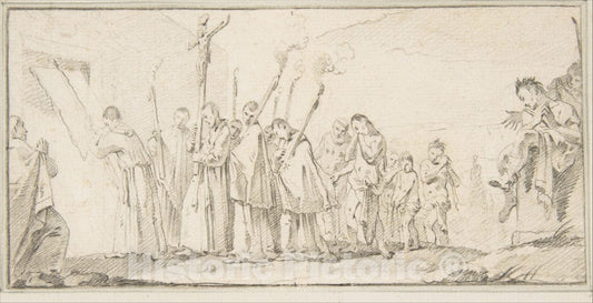 Art Print : Giovanni Battista Tiepolo - Illustration for a Book: Procession of Monks and Flagellants : Vintage Wall Art