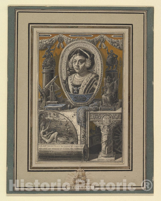 Art Print : Jean-Baptiste Dedéban - Christopher Columbus : Vintage Wall Art