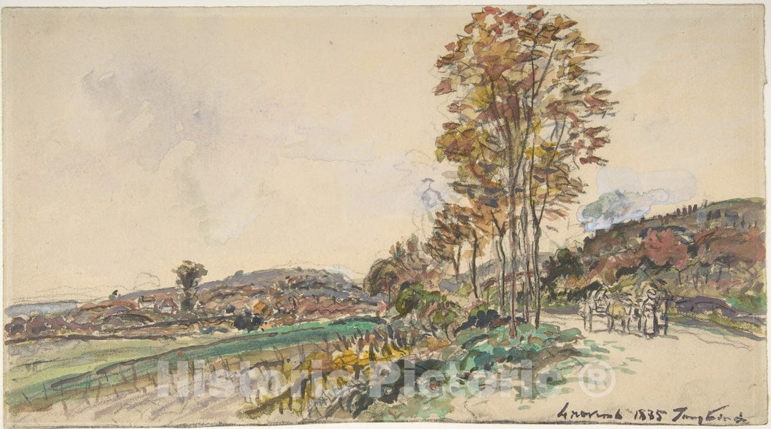 Art Print : Johan Barthold Jongkind - Road Near La Côte-Saint-André : Vintage Wall Art