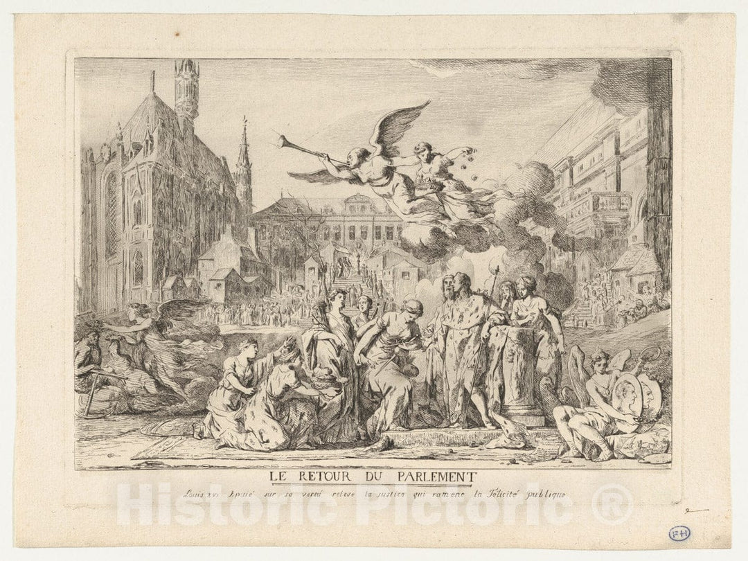 Art Print : Jean Bernard Restout - Le Retour du Parlement : Vintage Wall Art