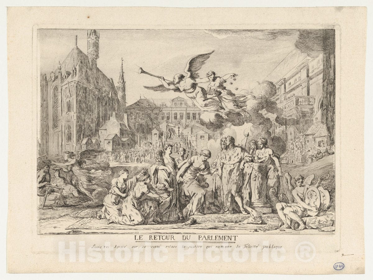 Art Print : Jean Bernard Restout - Le Retour du Parlement : Vintage Wall Art