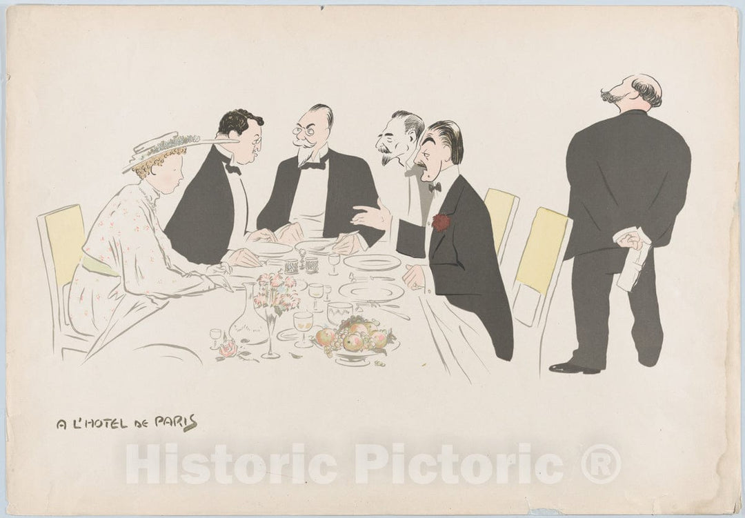 Art Print : Georges Goursat Sem - A L'Hotel de Paris (Gentleman with Dark red Carnation), from Monte Carlo, 2nd Serie : Vintage Wall Art