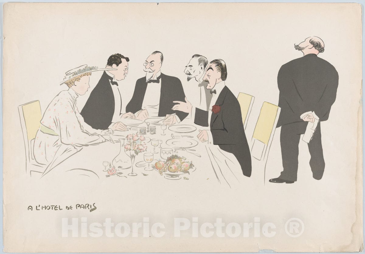 Art Print : Georges Goursat Sem - A L'Hotel de Paris (Gentleman with Dark red Carnation), from Monte Carlo, 2nd Serie : Vintage Wall Art