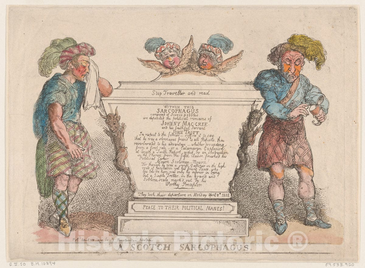 Art Print : Thomas Rowlandson - A Scotch Sarcophagus : Vintage Wall Art
