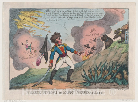 Art Print : Thomas Rowlandson - Horrid Visions of Nappy Napp'd at Last : Vintage Wall Art
