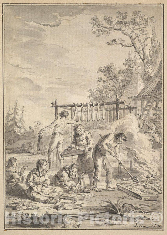 Art Print : Jean-Baptiste Le Prince - Kamchatkans Preparing Fish to be Dried : Vintage Wall Art