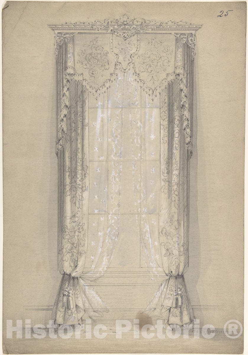 Art Print : Charles Hindley and Sons - Design for Curtains 2 : Vintage Wall Art