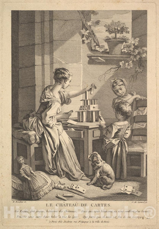 Art Print : Jean Michel Liotard - House of Cards : Vintage Wall Art