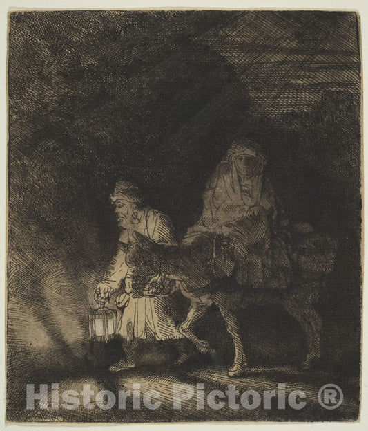 Art Print : Rembrandt (Rembrandt Van Rijn) - The Flight into Egypt: a Night Piece : Vintage Wall Art
