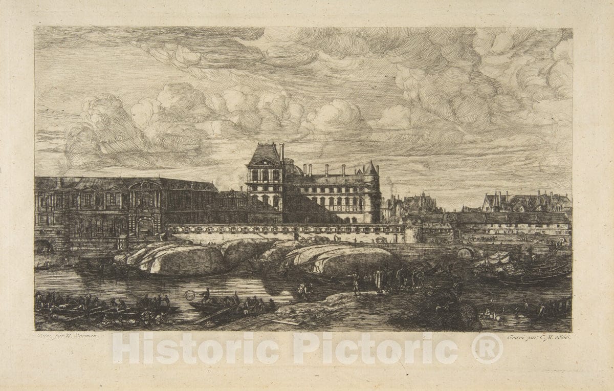Art Print : Charles Meryon - The Old Louvre, Paris, After Zeeman 1 : Vintage Wall Art