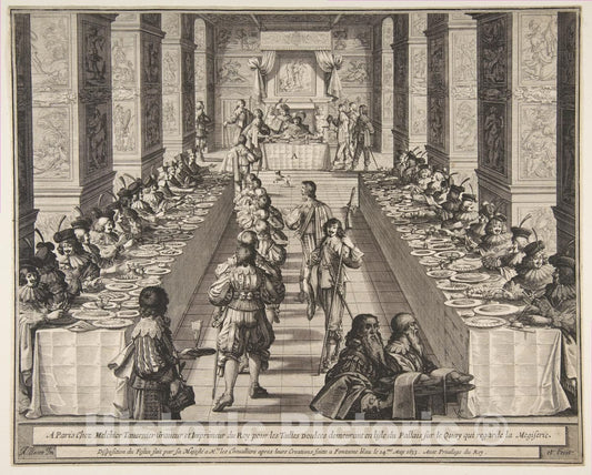 Art Print : Abraham Bosse - Banquet of The Chevaliers of The Holy Spirit : Vintage Wall Art