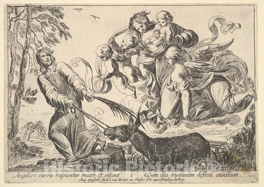 Art Print : Pierre Brebiette - Angels Lifting Virgin and Child : Vintage Wall Art