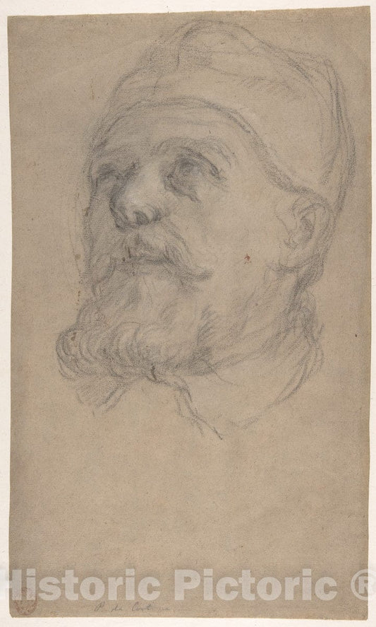 Art Print : Pietro Locatelli - Head of Pope Urban VIII (Maffeo Vincenzo Barberini) (Recto)