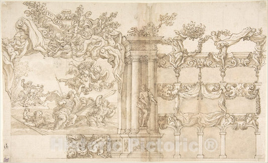 Art Print : Giacomo Chiavistelli - Design for a Theatre, or Hall for a Special Fête : Vintage Wall Art