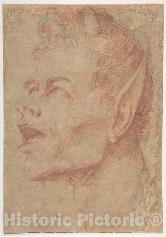Art Print : Jusepe de Ribera (Called Lo Spagnoletto) - Head of a Satyr Facing Left : Vintage Wall Art