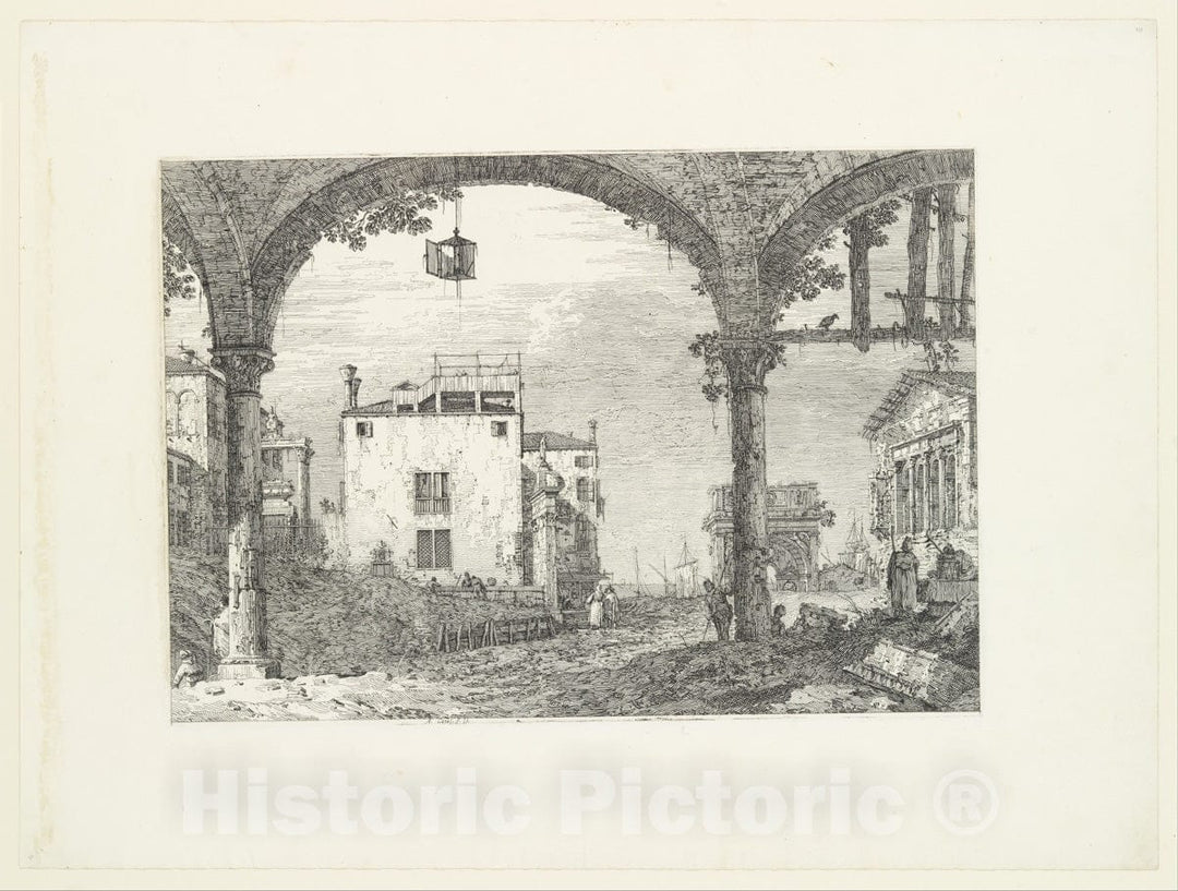 Art Print : Canaletto (Giovanni Antonio Canal) - The Portico with a Lantern : Vintage Wall Art