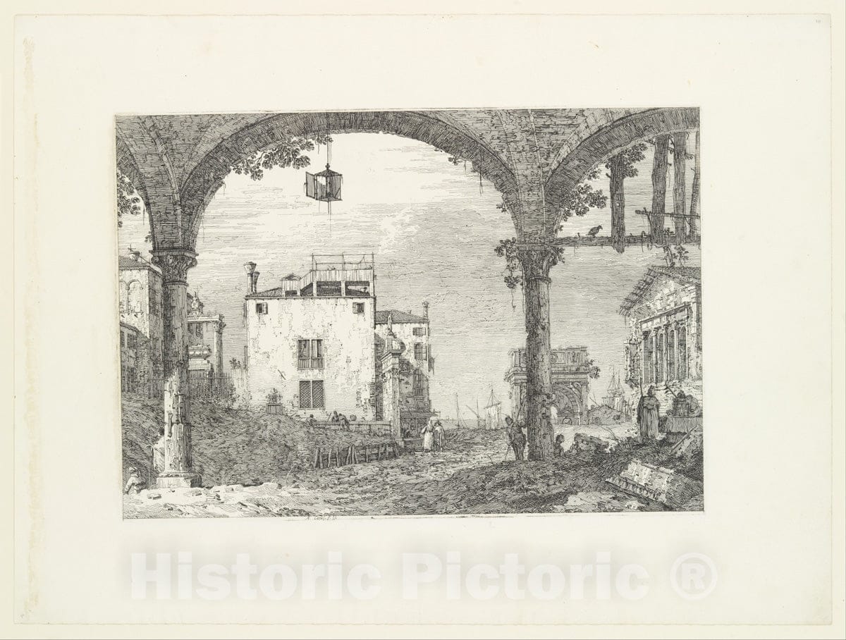 Art Print : Canaletto (Giovanni Antonio Canal) - The Portico with a Lantern : Vintage Wall Art