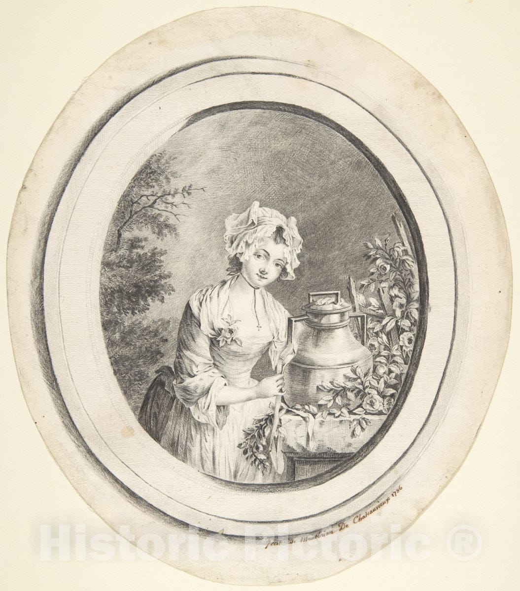 Art Print : Montbrian De Chateauvieux - Perrette, ou la Petite laitière : Vintage Wall Art