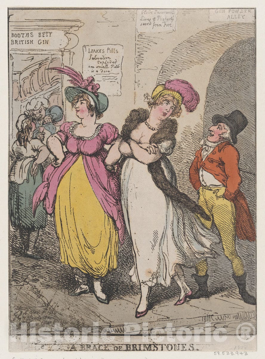 Art Print : Thomas Rowlandson - A Brace of Brimstones : Vintage Wall Art