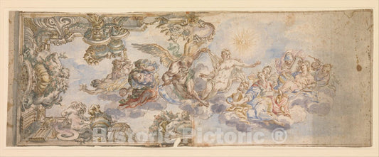 Art Print : After Francesco Albani - Allegorical Design for a Ceiling Fresco. : Vintage Wall Art