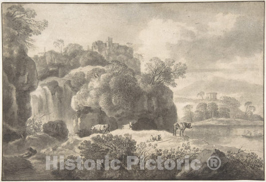 Art Print : Johann Christian Klengel - Ideal Landscape with a Shepherd and Cows : Vintage Wall Art