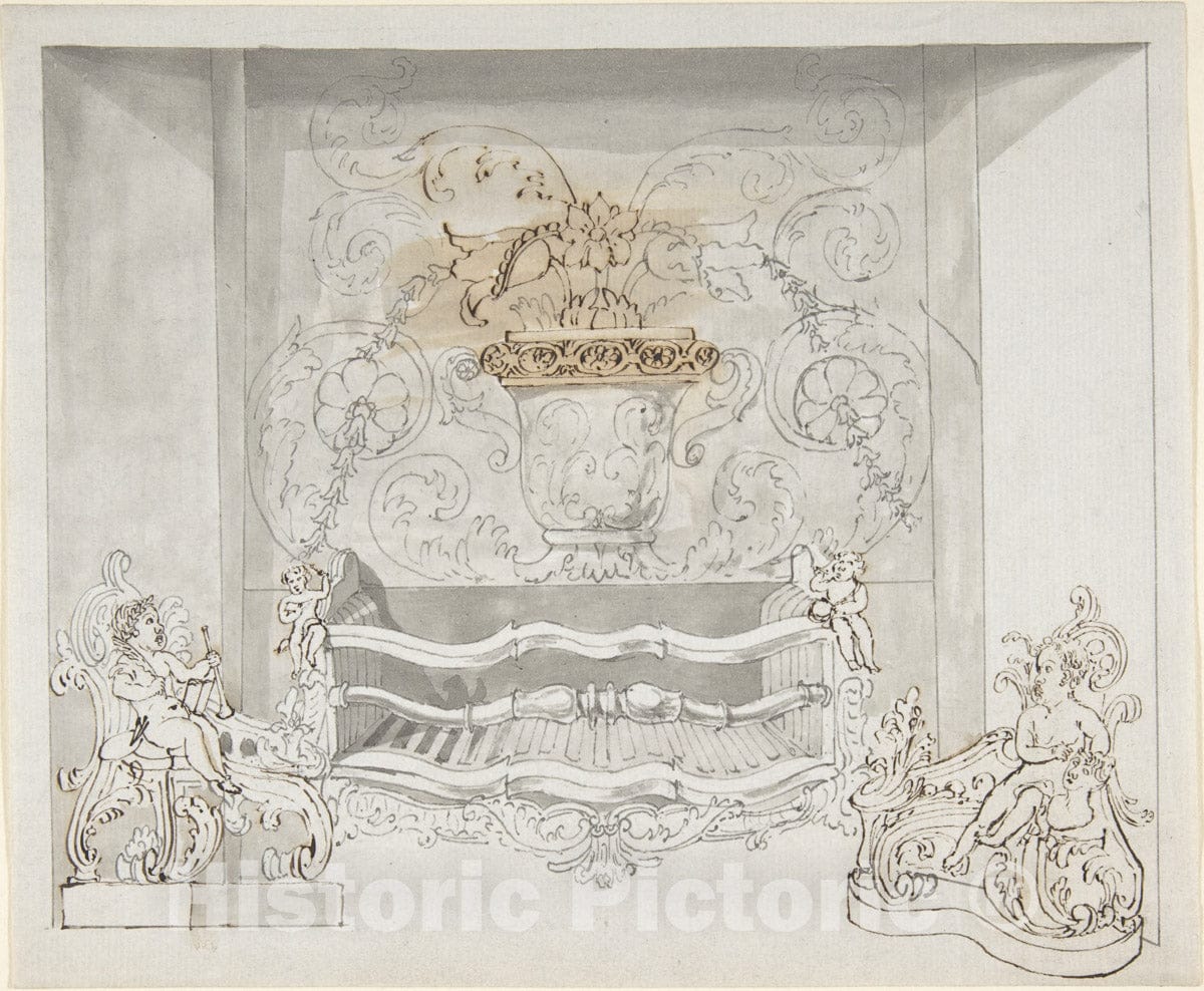 Art Print : Benjamin Dean Wyatt - Design for a Cast-Iron Grate : Vintage Wall Art