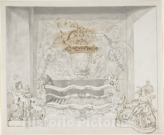 Art Print : Benjamin Dean Wyatt - Design for a Cast-Iron Grate : Vintage Wall Art